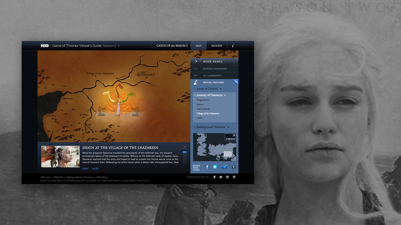 Game of Thrones Viewer's Guide — Interactive map and navigation, Season 2