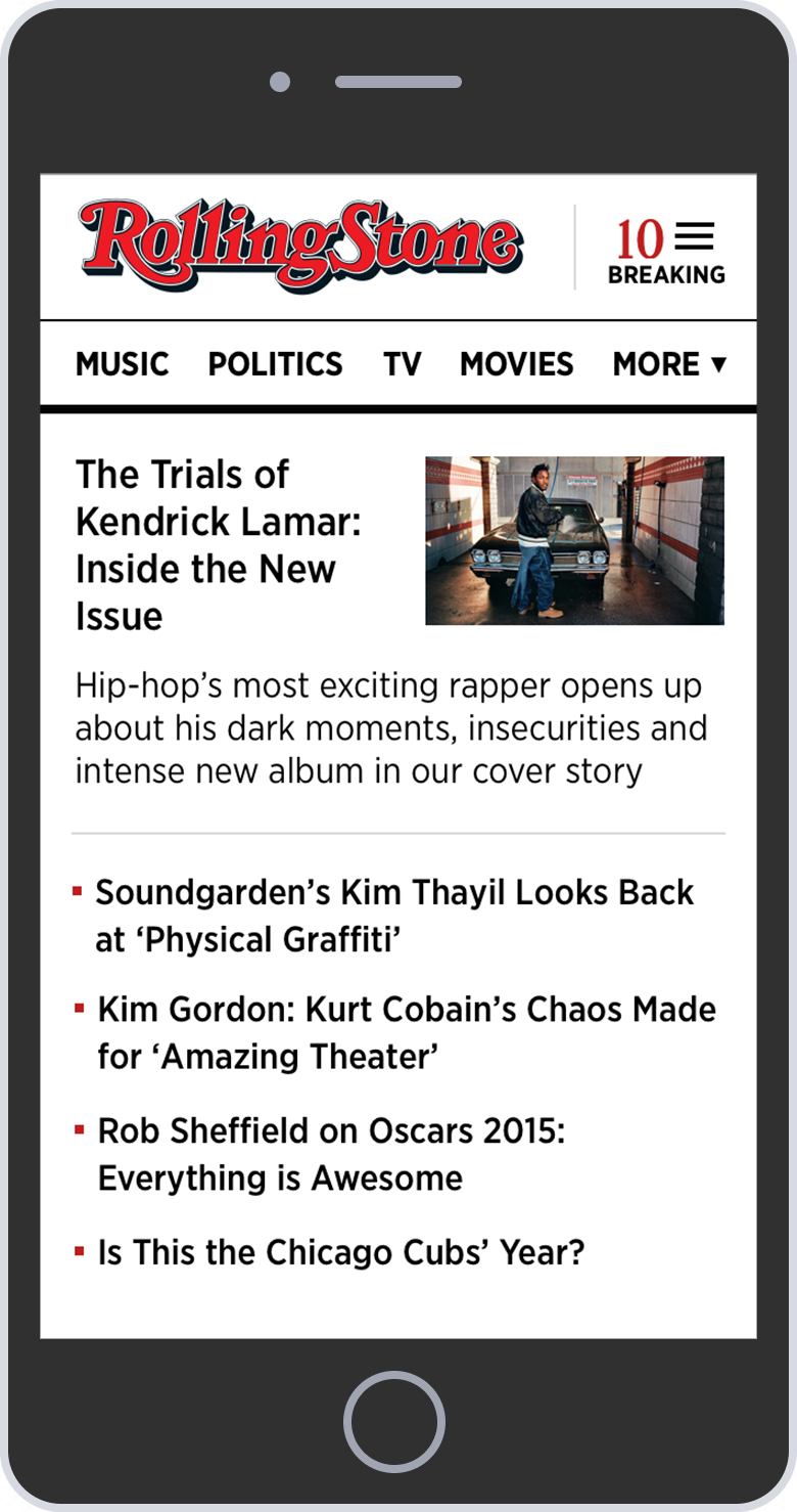 Rolling Stone Mobile — Home feed and navigation