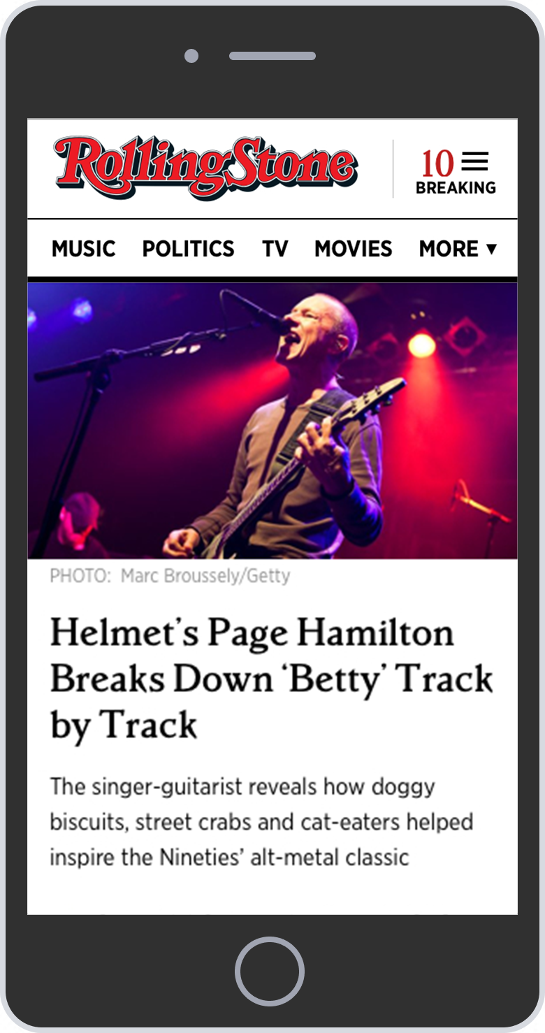 Rolling Stone Mobile — Hero article and list view